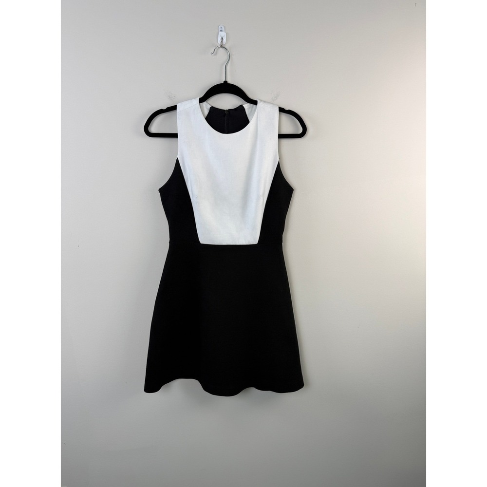 Zara Women's Medium Black White Colorblock Sleeveless Fit & Flare Mini Dress